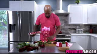 Ebony Hot babe julie gives stepdad Valentines Day present
