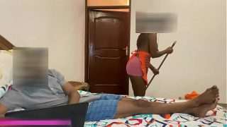 Hot young maid seduces her boss to get a salary raise