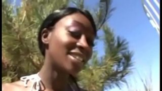 Sexy ebony teen makes deal with her new partner