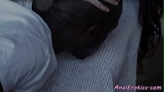 Stunning babe ass fucked on the table by a big black cock